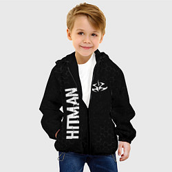 Куртка с капюшоном детская Hitman glitch на темном фоне: надпись, символ, цвет: 3D-черный — фото 2