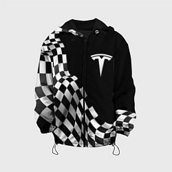 Куртка с капюшоном детская Tesla racing flag, цвет: 3D-черный