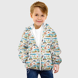 Куртка с капюшоном детская Летний паттерн, цвет: 3D-белый — фото 2