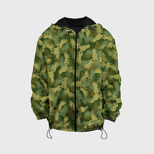 Детская куртка Лоси - камуфляж / 3D-Черный – фото 1