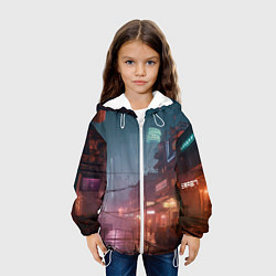 Куртка с капюшоном детская Киберпанк город будущего, цвет: 3D-белый — фото 2
