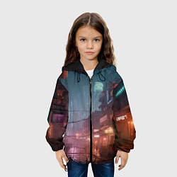 Куртка с капюшоном детская Киберпанк город будущего, цвет: 3D-черный — фото 2