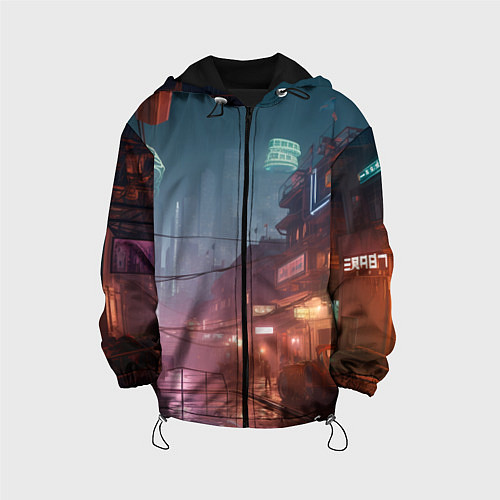 Детская куртка Киберпанк город будущего / 3D-Черный – фото 1