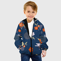 Куртка с капюшоном детская Орнамент японского кимоно, цвет: 3D-черный — фото 2