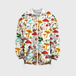 Куртка с капюшоном детская Лесное царство - паттерн, цвет: 3D-белый