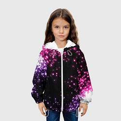 Куртка с капюшоном детская Неоновые звезды - neon, цвет: 3D-белый — фото 2