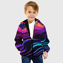 Куртка с капюшоном детская Неоновые волны, цвет: 3D-черный — фото 2