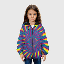 Куртка с капюшоном детская Оптическая иллюзия веер, цвет: 3D-черный — фото 2