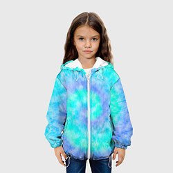 Куртка с капюшоном детская Тай дай морская волна, цвет: 3D-белый — фото 2