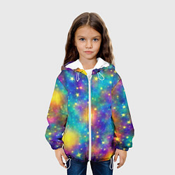 Куртка с капюшоном детская Звездный космос, сияющий волшебством, цвет: 3D-белый — фото 2