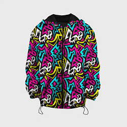 Куртка с капюшоном детская Цветные зигзаги Colored zigzags, цвет: 3D-черный