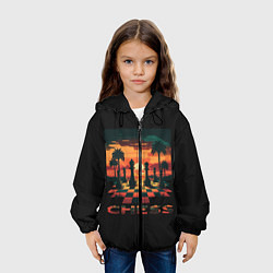 Куртка с капюшоном детская Chess - на закате, цвет: 3D-черный — фото 2