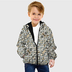Куртка с капюшоном детская Квадраты и ромбы, цвет: 3D-черный — фото 2