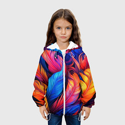 Куртка с капюшоном детская Экзотические перья, цвет: 3D-белый — фото 2