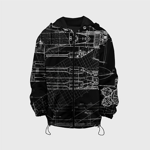 Детская куртка Чертеж ракеты на чёрном фоне / 3D-Черный – фото 1