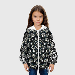 Куртка с капюшоном детская Мандала чёрно-белая, цвет: 3D-белый — фото 2