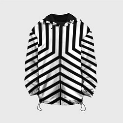 Куртка с капюшоном детская Черно-белые полосы в узоре, цвет: 3D-черный
