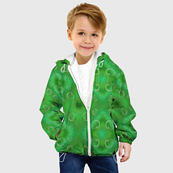 Куртка с капюшоном детская Зеленый орнамент, цвет: 3D-белый — фото 2