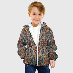 Куртка с капюшоном детская Каллиграфический паттерн, цвет: 3D-белый — фото 2