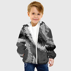 Куртка с капюшоном детская Абстрактный узор в серых тонах, цвет: 3D-белый — фото 2