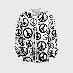 Куртка с капюшоном детская Many peace logo, цвет: 3D-белый