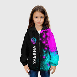 Куртка с капюшоном детская Ульяна и неоновый герб России: по-вертикали, цвет: 3D-черный — фото 2