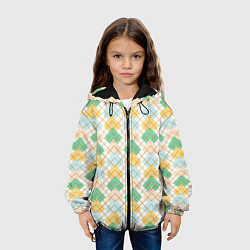 Куртка с капюшоном детская Ромбический узор, цвет: 3D-черный — фото 2