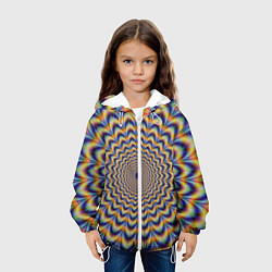 Куртка с капюшоном детская Гипнотический рисунок, цвет: 3D-белый — фото 2
