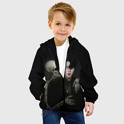 Куртка с капюшоном детская Сехун со скелетом, цвет: 3D-черный — фото 2