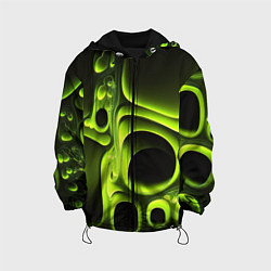 Куртка с капюшоном детская Зеленая кислотная абстракция, цвет: 3D-черный