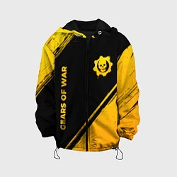 Куртка с капюшоном детская Gears of War - gold gradient: надпись, символ, цвет: 3D-черный