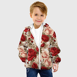 Куртка с капюшоном детская Розы паттерн, цвет: 3D-белый — фото 2