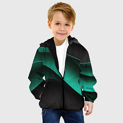 Куртка с капюшоном детская Абстрактная зеленая текстура, цвет: 3D-черный — фото 2