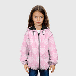 Куртка с капюшоном детская Розовое кружево сердечки, цвет: 3D-черный — фото 2