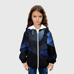 Куртка с капюшоном детская Черная и голубая текстура, цвет: 3D-белый — фото 2