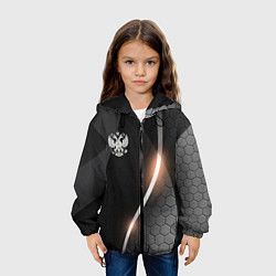 Куртка с капюшоном детская Герб России на темном фоне, цвет: 3D-черный — фото 2