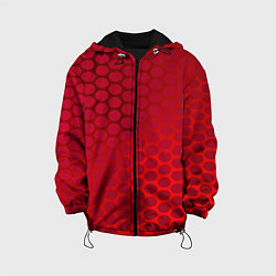 Куртка с капюшоном детская Сотовый красный градиент, цвет: 3D-черный