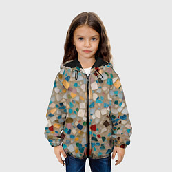 Куртка с капюшоном детская Фон крупная мозайка, цвет: 3D-черный — фото 2