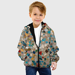 Куртка с капюшоном детская Фон крупная мозайка, цвет: 3D-черный — фото 2