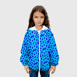 Куртка с капюшоном детская Логотип Барби - синий паттерн, цвет: 3D-белый — фото 2