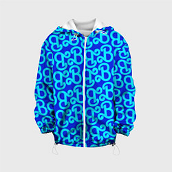 Куртка с капюшоном детская Логотип Барби - синий паттерн, цвет: 3D-белый