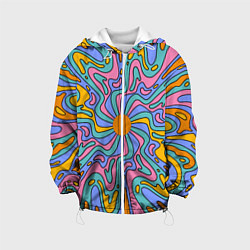 Куртка с капюшоном детская Абстрактный психоделический рисунок, цвет: 3D-белый
