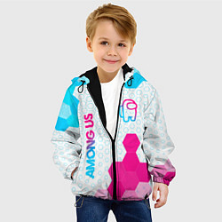 Куртка с капюшоном детская Among Us neon gradient style: надпись, символ, цвет: 3D-черный — фото 2