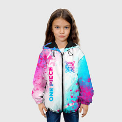 Куртка с капюшоном детская One Piece neon gradient style: надпись, символ, цвет: 3D-черный — фото 2
