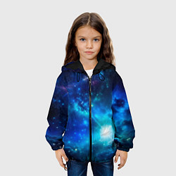 Куртка с капюшоном детская Звёздный космос чёрно-синий, цвет: 3D-черный — фото 2