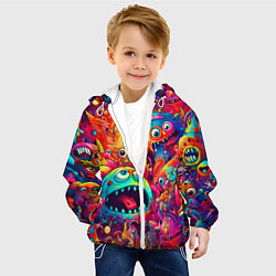 Куртка с капюшоном детская Кислотные чудики, цвет: 3D-белый — фото 2