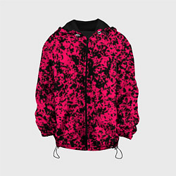 Куртка с капюшоном детская Ярко-розовый пятнистый, цвет: 3D-черный