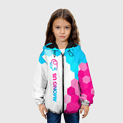 Куртка с капюшоном детская Among Us neon gradient style: по-вертикали, цвет: 3D-черный — фото 2