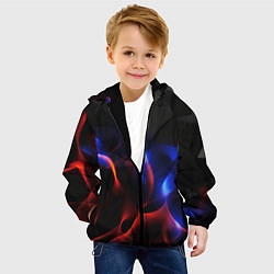 Куртка с капюшоном детская Красное и синие свечение от черных плит, цвет: 3D-черный — фото 2
