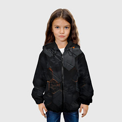 Куртка с капюшоном детская Черные неоноыве плиты, цвет: 3D-черный — фото 2